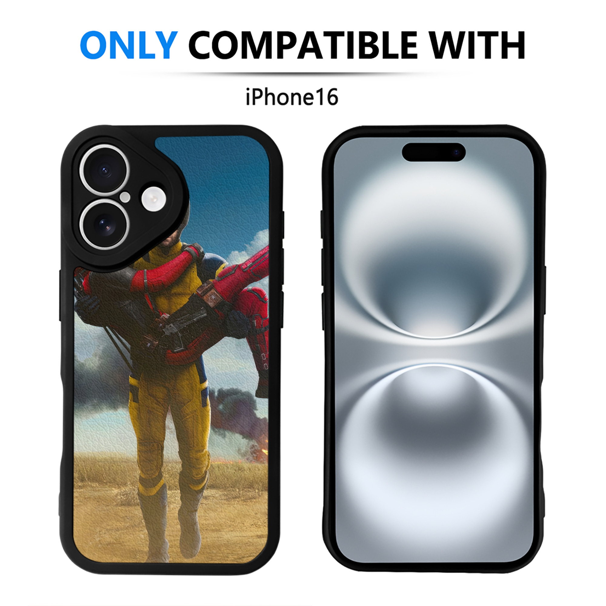（画像用） Deadpool デッドプール 【iPhone 16シリーズ対応】シリコンスマホケース（レザー調） 材質：シリコン